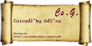 Csicsáky Géza névjegykártya