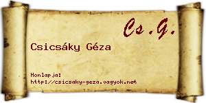 Csicsáky Géza névjegykártya